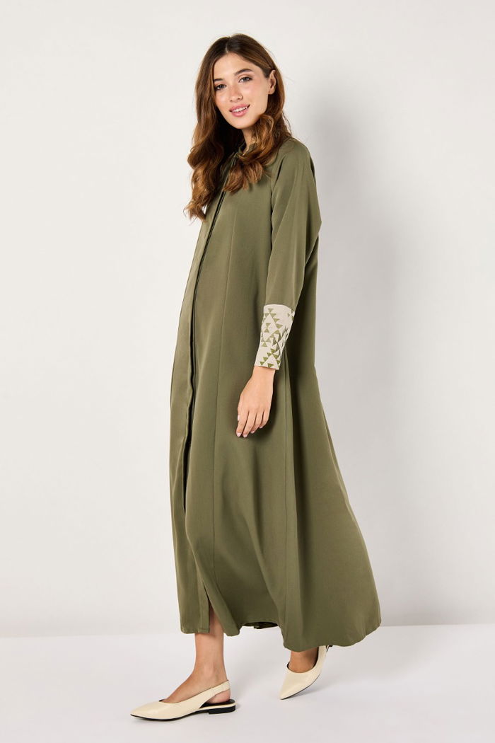 Heratige Inspired Abaya with Printed Sleeve Cuffs and Veil product image 4