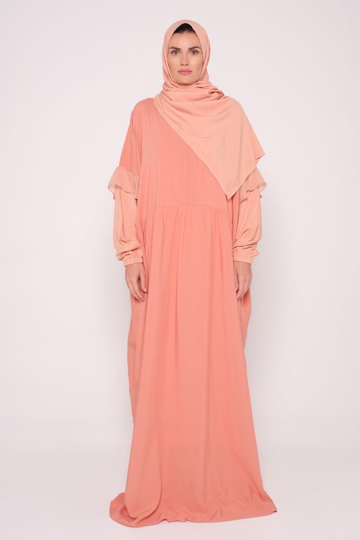 Layered Two-Tone Prayer Dress with Matching Veil product image 1