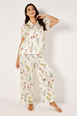 Flower Printed Satin Pyjama Set product image