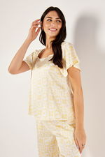 Satin Printed Pyjama Set with Ruffled Sleeves product image 1