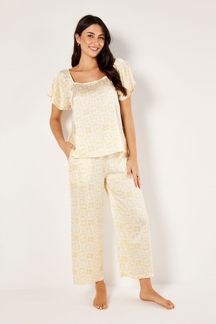 Satin Printed Pyjama Set with Ruffled Sleeves product image 2