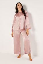 Satin Buttoned Pyjama Set with Ruffles product image 1