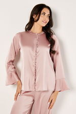 Satin Buttoned Pyjama Set with Ruffles product image 2