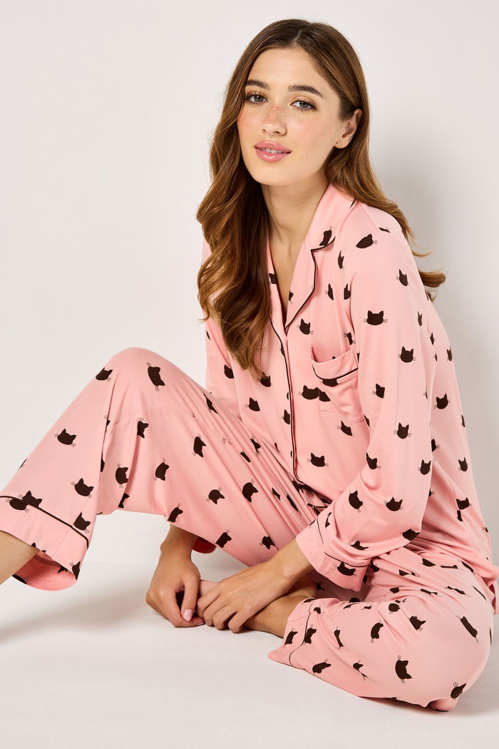 Cat Printed Pyjama Set with Pockets product image 1