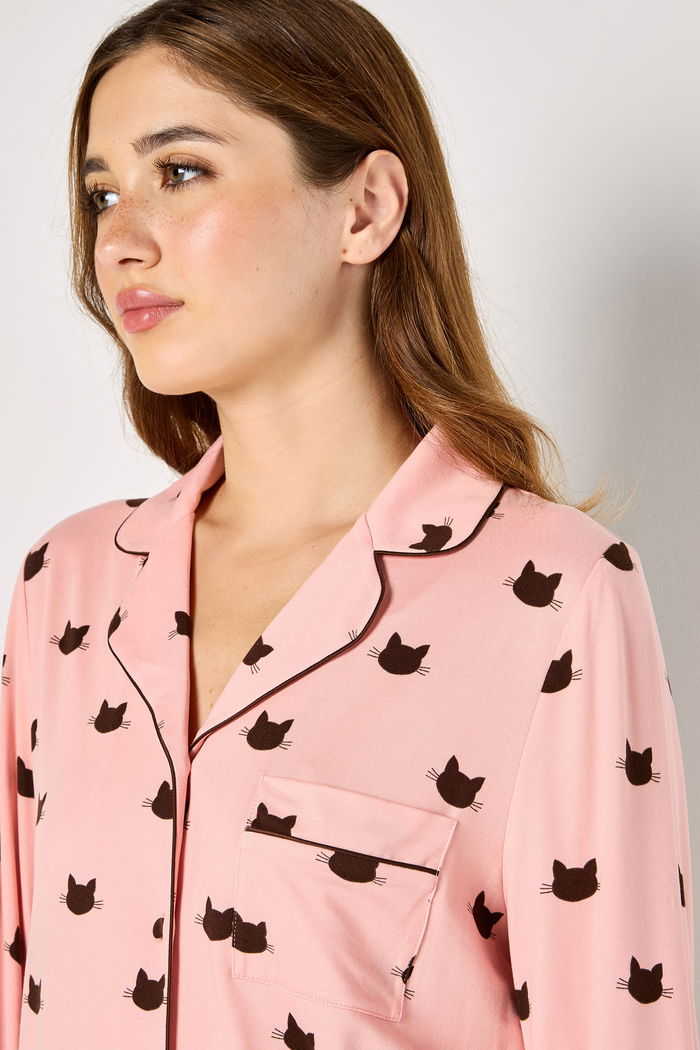 Cat Printed Pyjama Set with Pockets product image 5