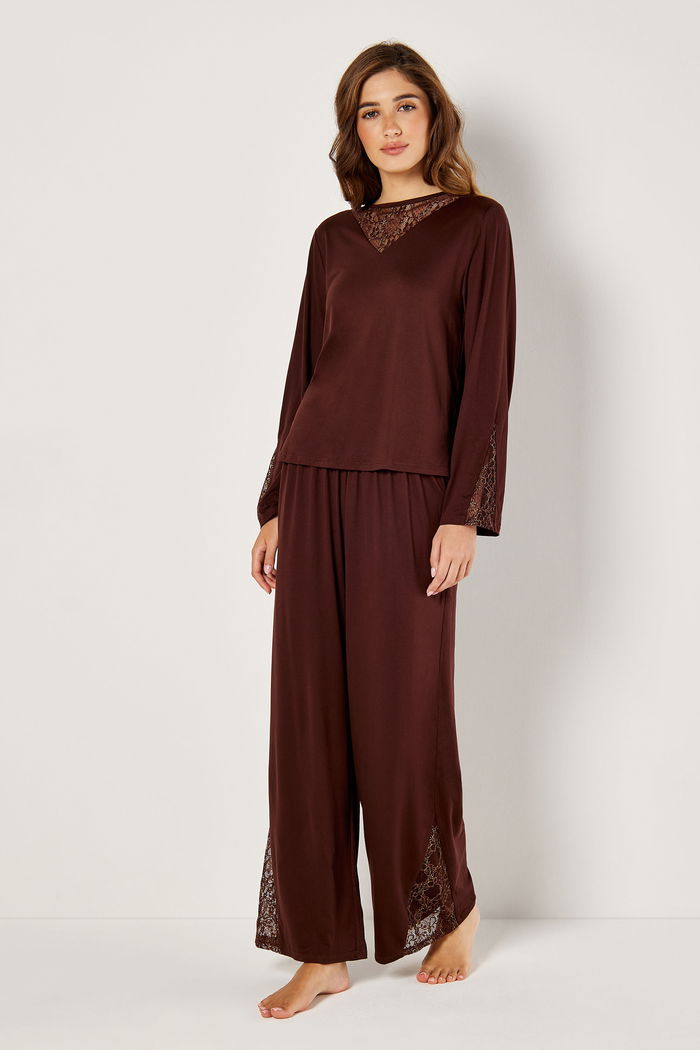 Long Pyjama Set Embellished with Lace Trims product image 1