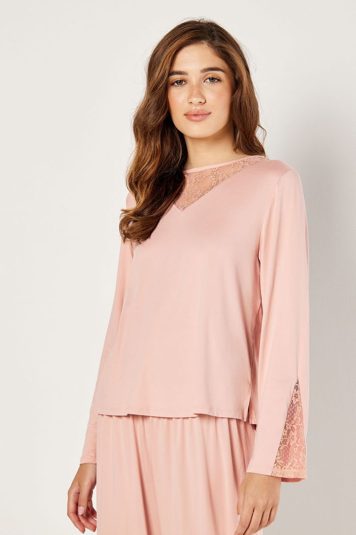 Long Pyjama Set Embellished with Lace Trims product image 9