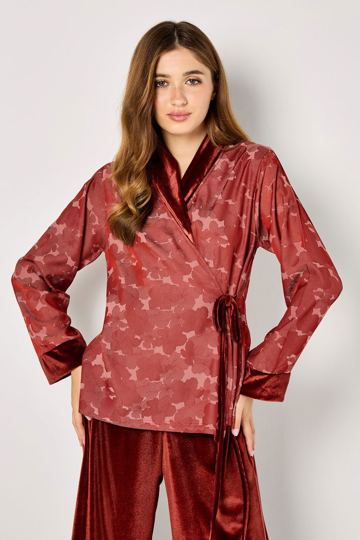 Jacquard Velvet Pyjama Set with a Side Tie product image 2