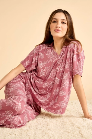 Wide Short-Sleeved Pyjama Set in Rose product image