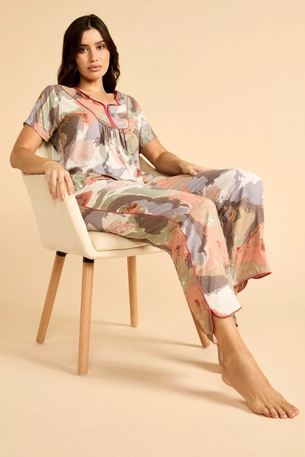 Printed Pyjama Set with Cute Collar product image