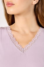 Pink and Purple Cami Set with a V-Neck Embellished with Lace product image 5