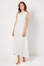 Long Printed Nightgown with Lace Trims product image 1