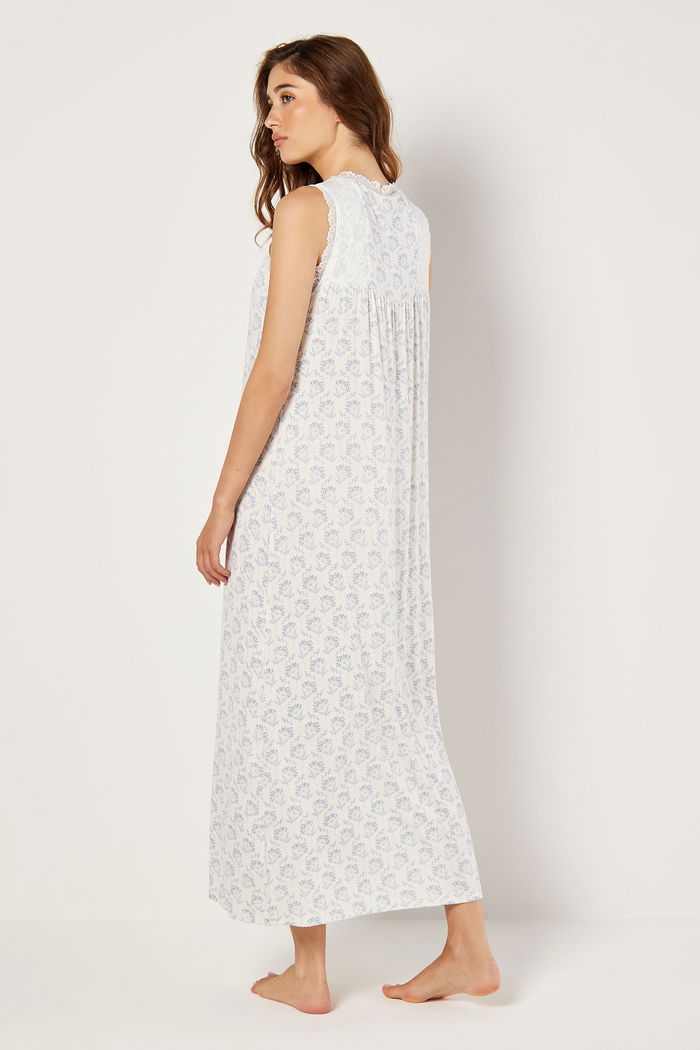 Long Printed Nightgown with Lace Trims product image 2