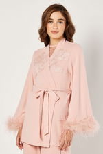 Embroidered Robe Embellished with Feathers product image 1