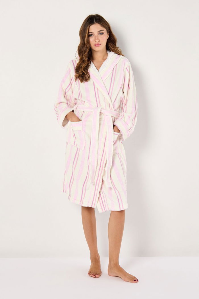 Striped Bathrobe with Hoodie and Matching Bag product image 3