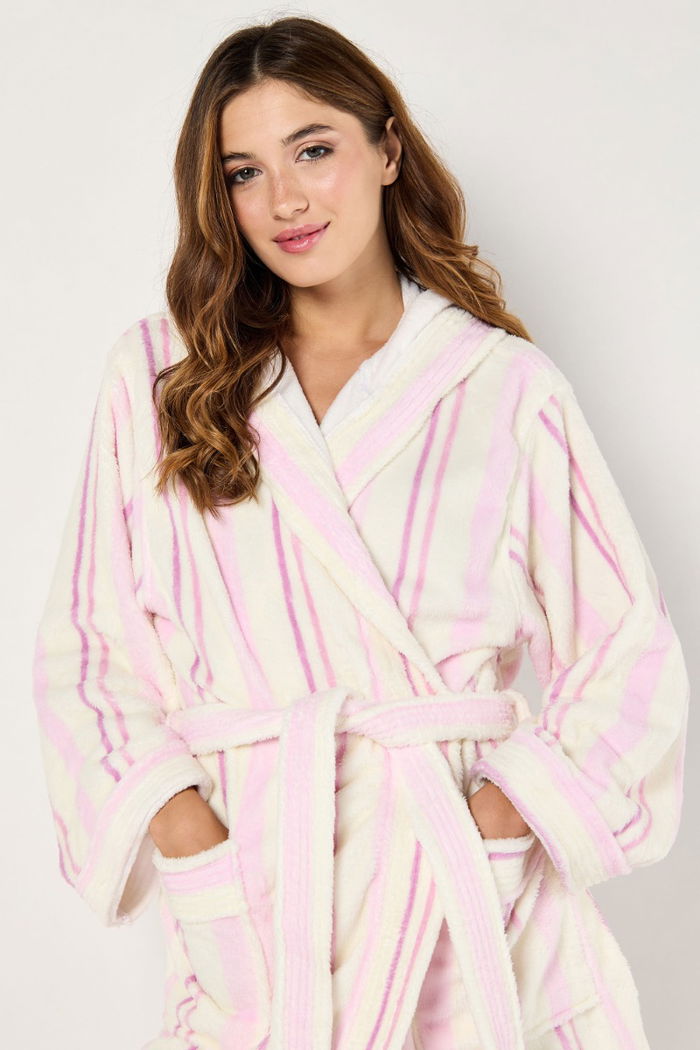 Striped Bathrobe with Hoodie and Matching Bag product image 2