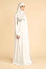 Side Open Prayer Dress with Gold Embroidery on Grey Trims product image 2