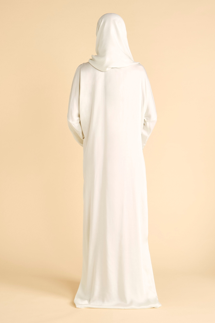 Side Open Prayer Dress with Gold Embroidery on Grey Trims product image 5