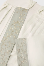 Side Open Prayer Dress with Gold Embroidery on Grey Trims product image 8