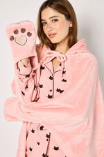 Cat Printed Blanket with Hoodie and Gloves product image 4