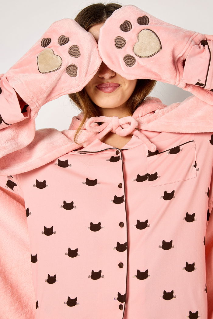 Cat Printed Blanket with Hoodie and Gloves product image 5