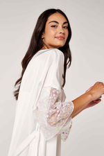 Soft Floral Belted Embellished Mini robe with lace at the sleeves product image 6