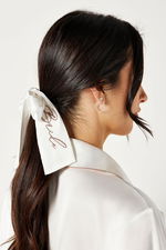 Bridal Satin Pajama Set with Contrasting Gold Piping and 'Bride' embroidery with Hair Tie product image 7