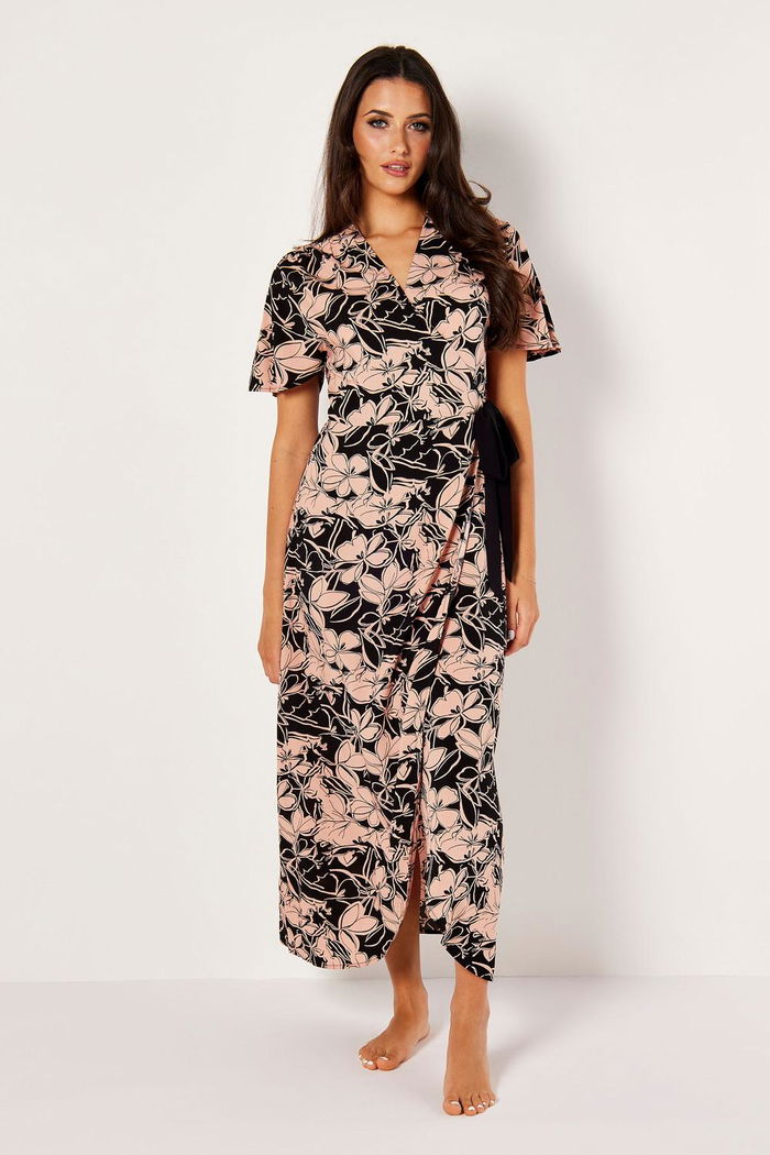 Wraparound Flower Printed Dress product image 1