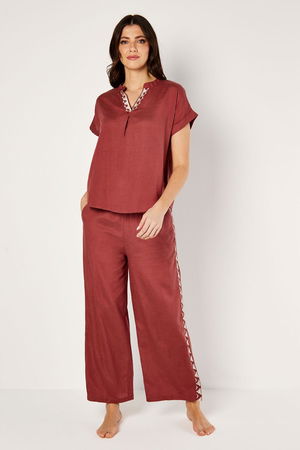 2 Pieces Short Sleeves Embroidered lounging Set with product image