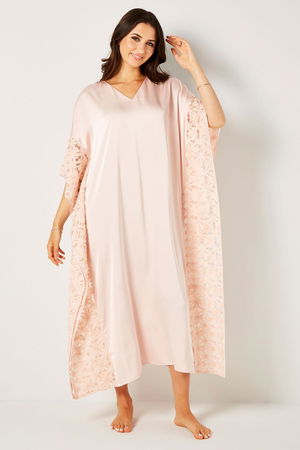 Short Sleeves Wide Cut Kaftan with Flower Details product image