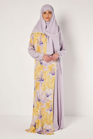 Side Tie Prayer Dress with Printed Front and Matching Veil product image